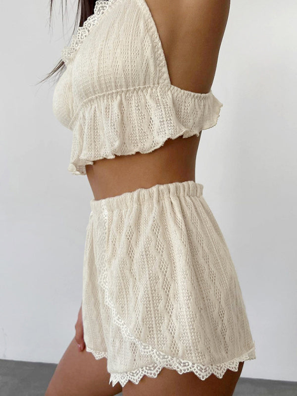 Laid-back Summer Textured 2-Piece Loungewear - Boyshorts & Cami