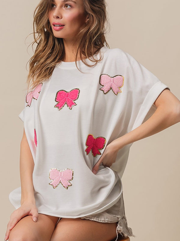 Sparkle Women's Oversized T-Shirt with Bows T-Shirts