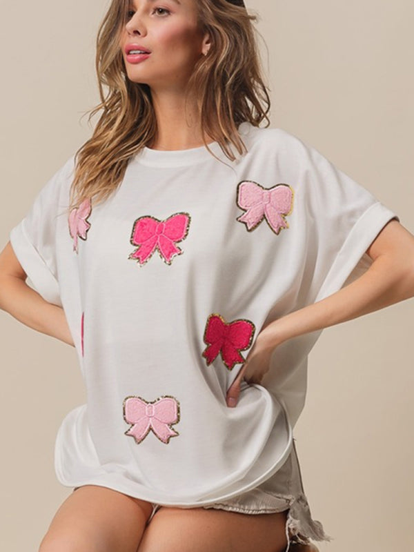 Sparkle Women's Oversized T-Shirt with Bows T-Shirts