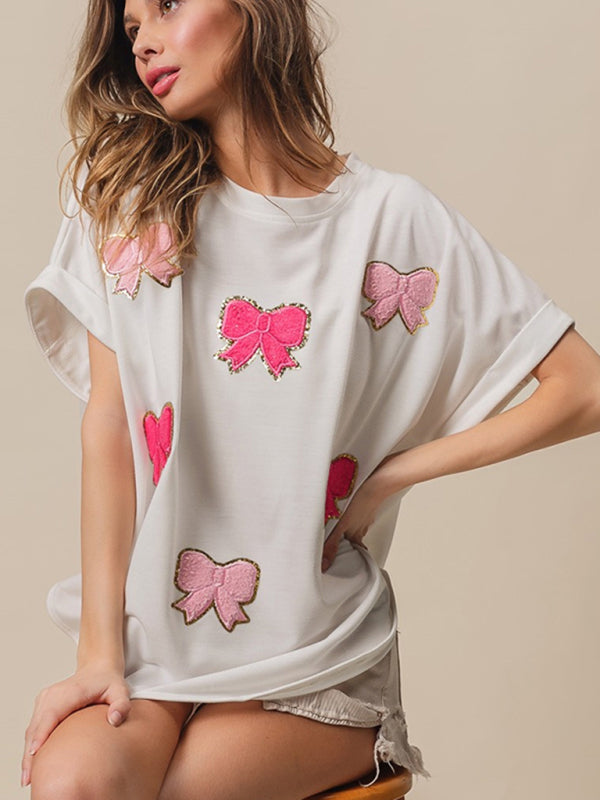 Sparkle Women's Oversized T-Shirt with Bows T-Shirts