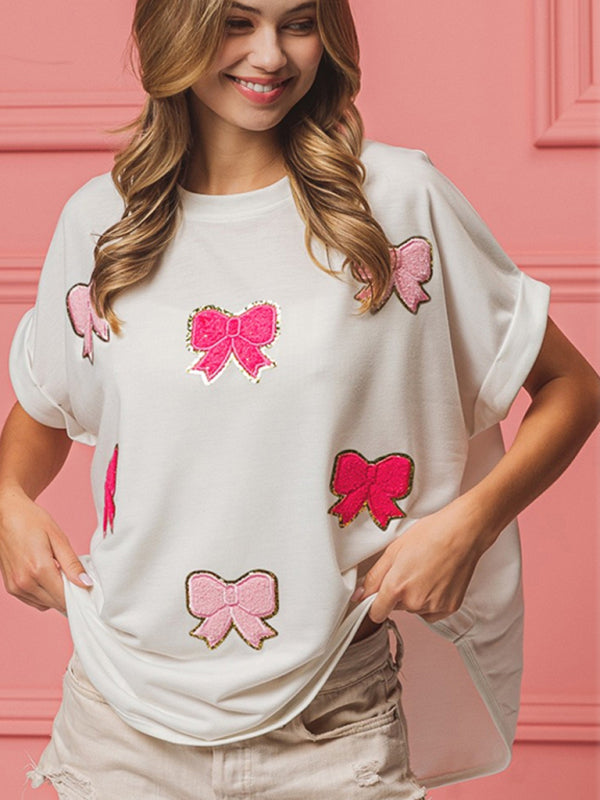 Sparkle Women's Oversized T-Shirt with Bows T-Shirts