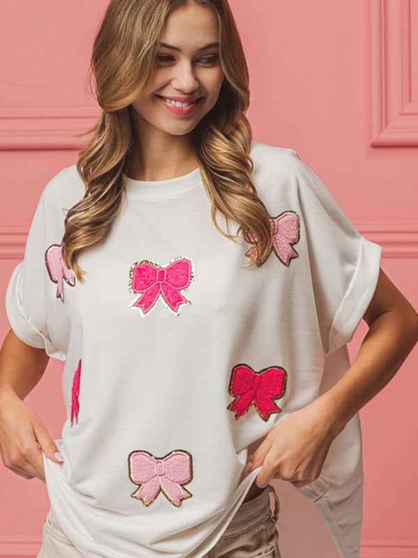 Sparkle Women's Oversized T-Shirt with Bows T-Shirts