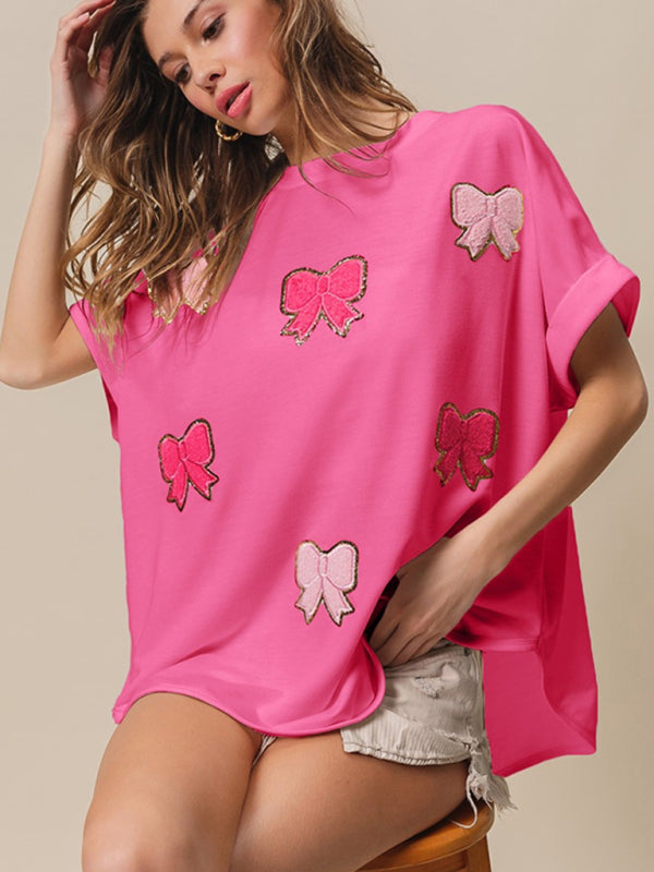 Sparkle Women's Oversized T-Shirt with Bows T-Shirts