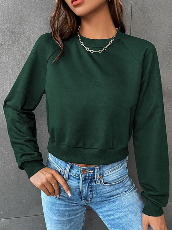 Women's Solid Pattern Crop Sweatshirt