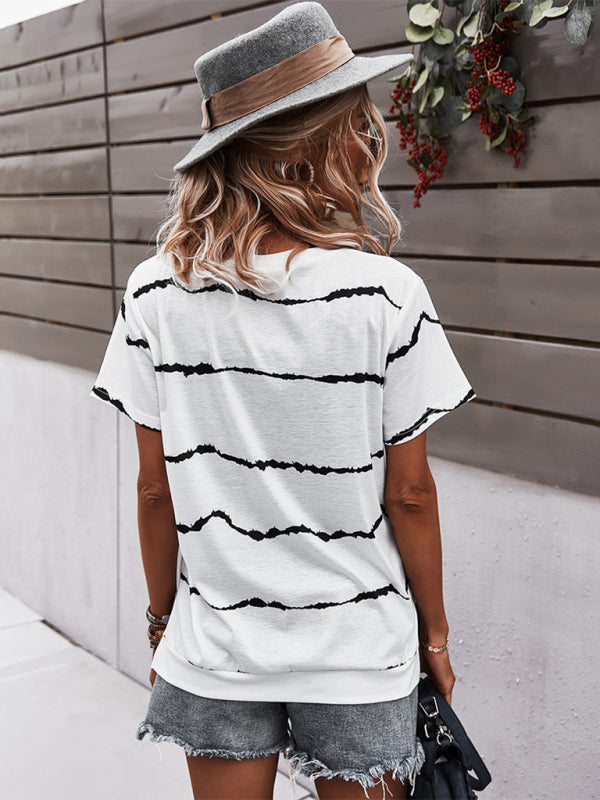 Women's Stripe Crew Neck Top for All Occasions | T-shirts