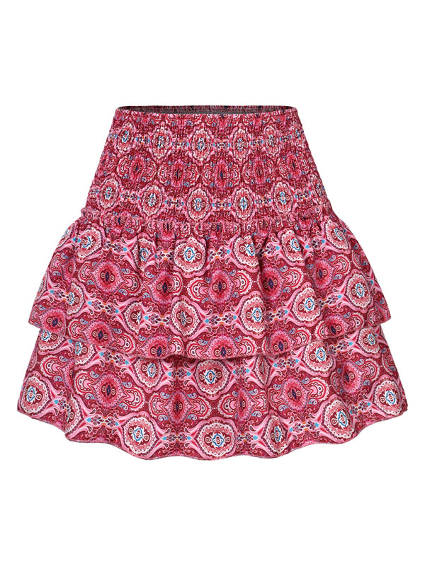 Casual Floral Tiered Mini Skirt with Smocked Waist for Summer | Mini Skirts