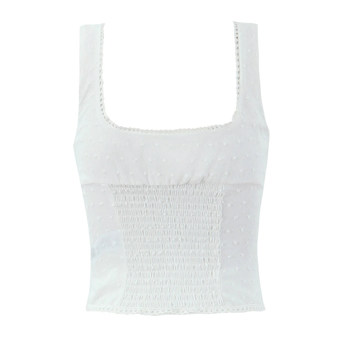 Cotton Swiss Dot Crop Top – Ideal for Garden Parties and Festivals | Sleeveless Tops