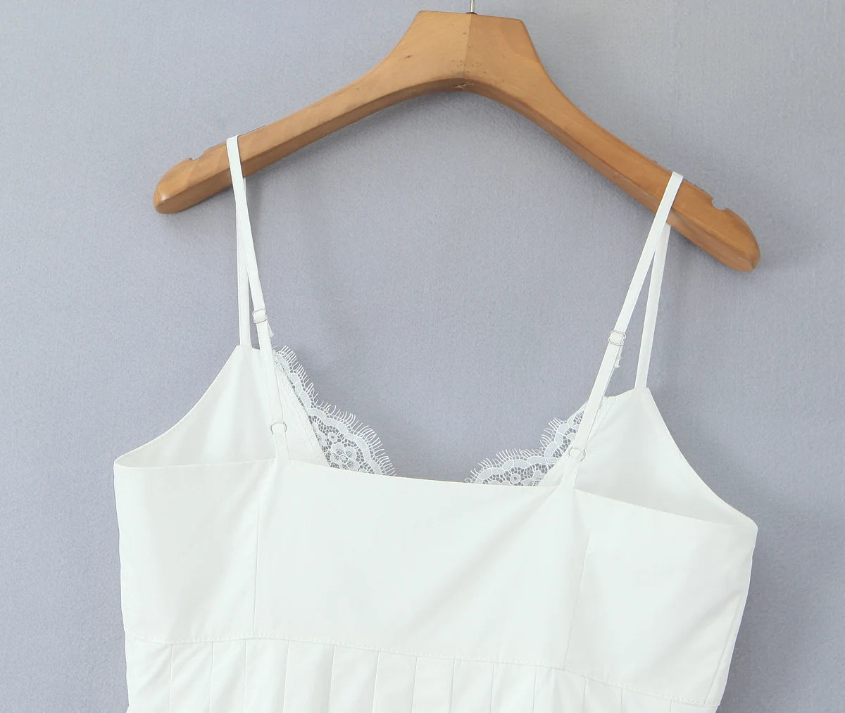 White Cotton Button-Front Summer Dress with Lace Detailing | Cami Dresses