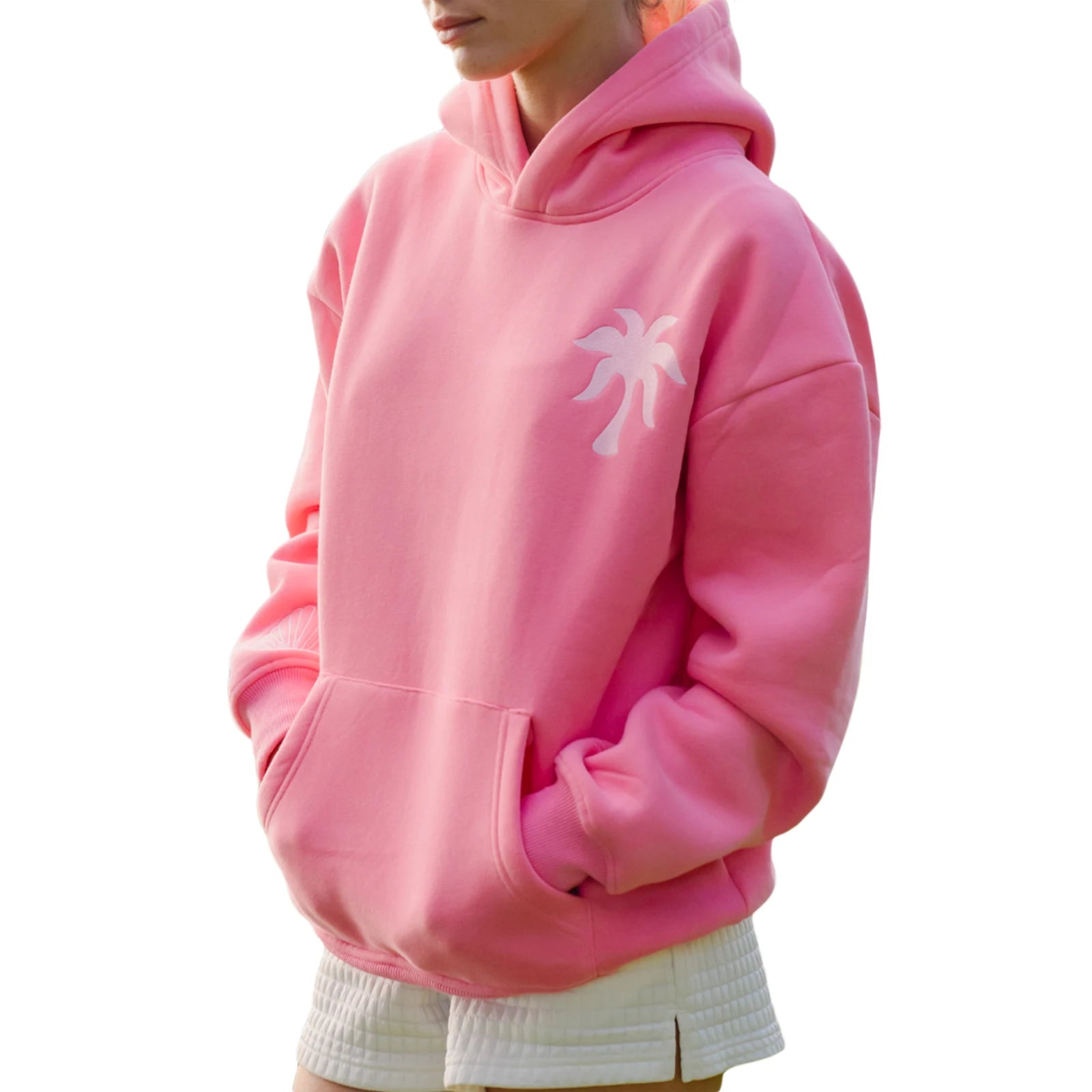 Embroidered Pink Hoodie with Seashell Design | Hoodies