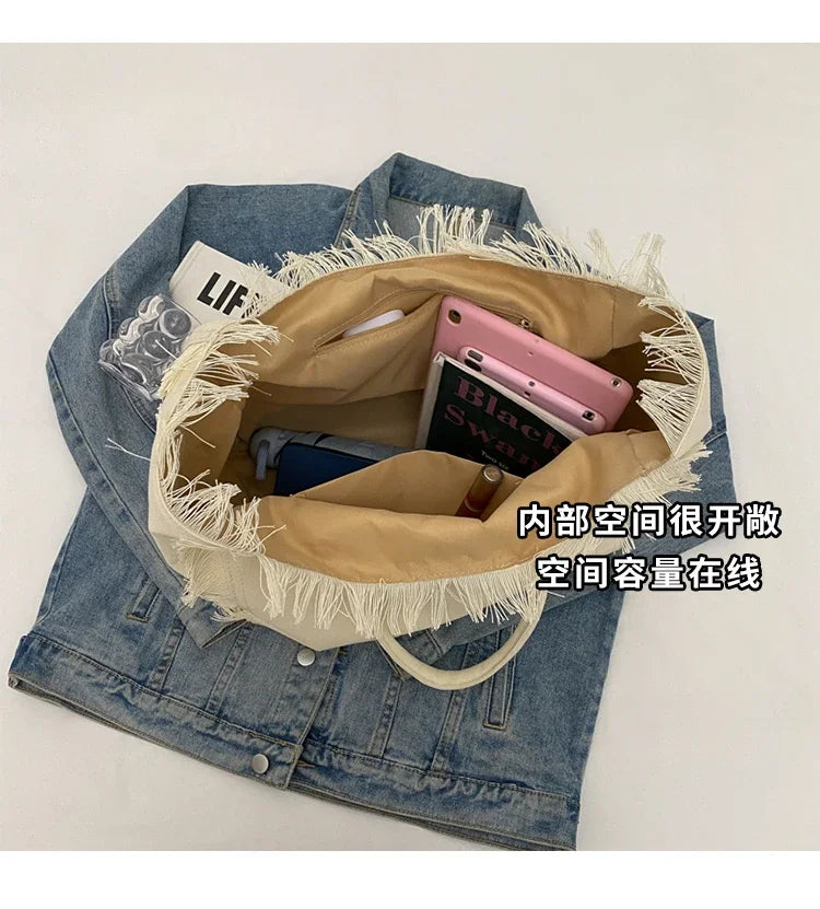 Casual Distressed Hem Tote Bag for Everyday Style | HandBags