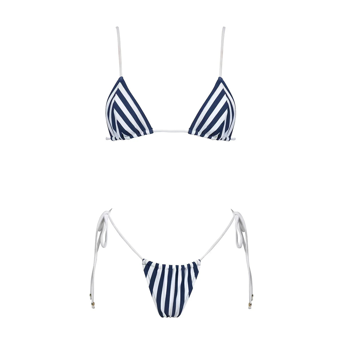 3-Piece Striped String Bikini Swimwear Set for Beach Vacations | Swimwear