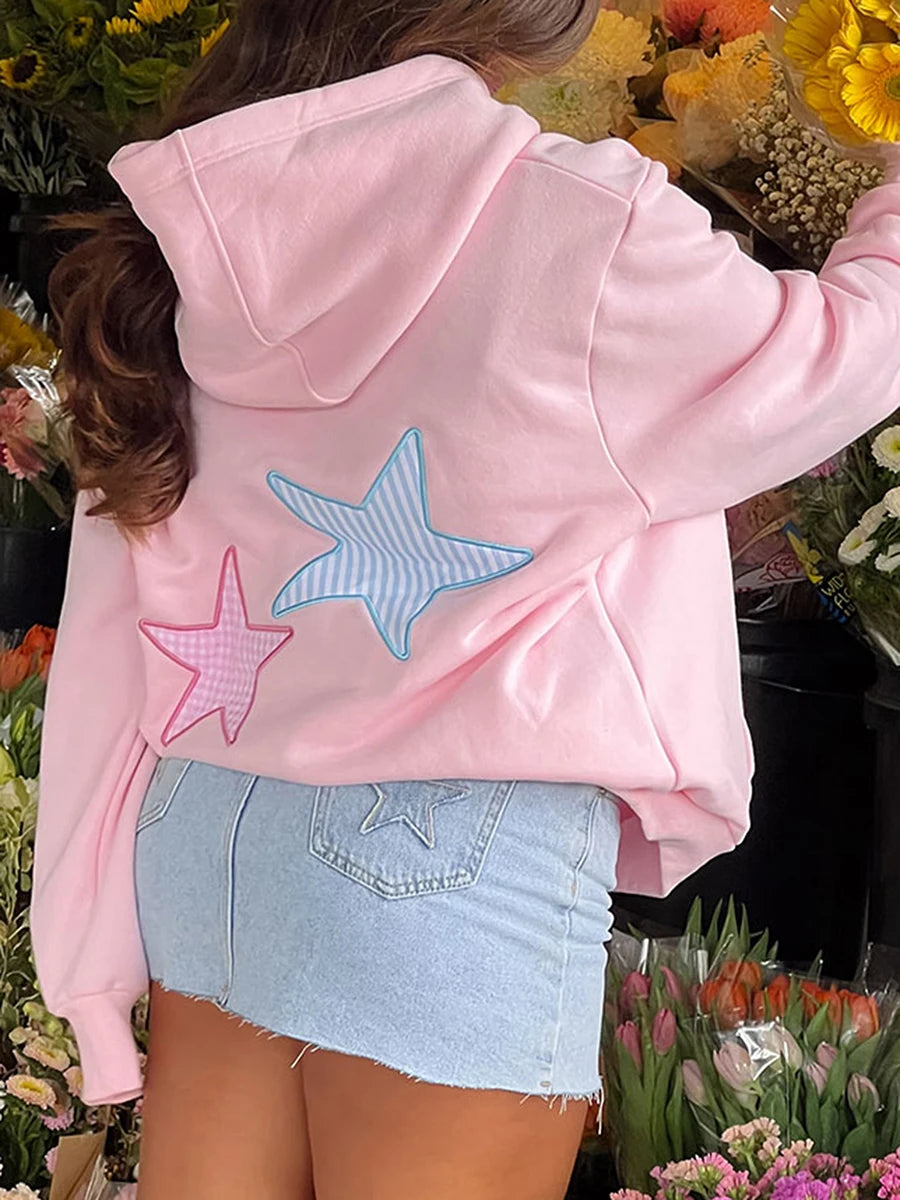 Sporty Star-Embroidered Hoodie for Women | Hoodies