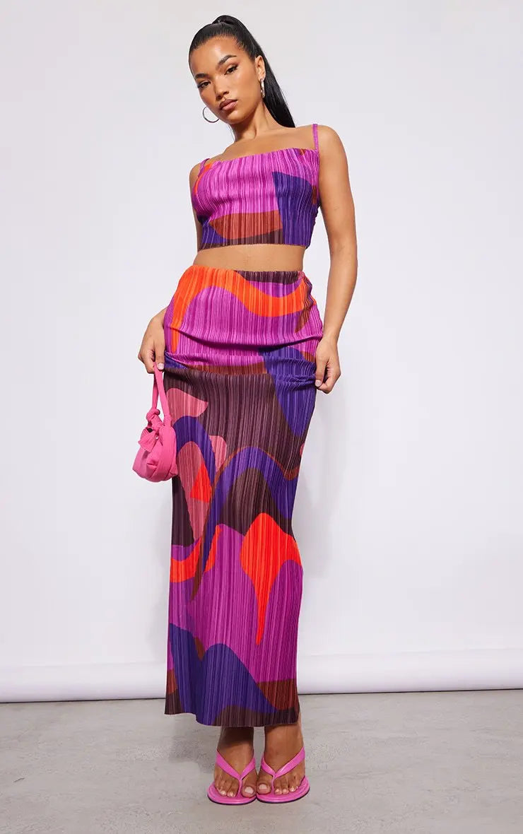 Casual Spring Matching Set - Abstract Pleated Design | Matching Sets