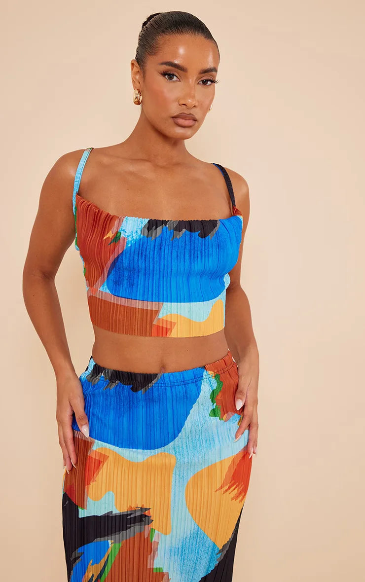 Casual Spring Matching Set - Abstract Pleated Design | Matching Sets