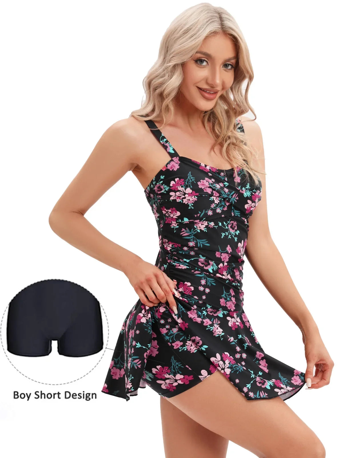 Floral Swim Dress and Boy Shorts Set for Surf | Swimdress