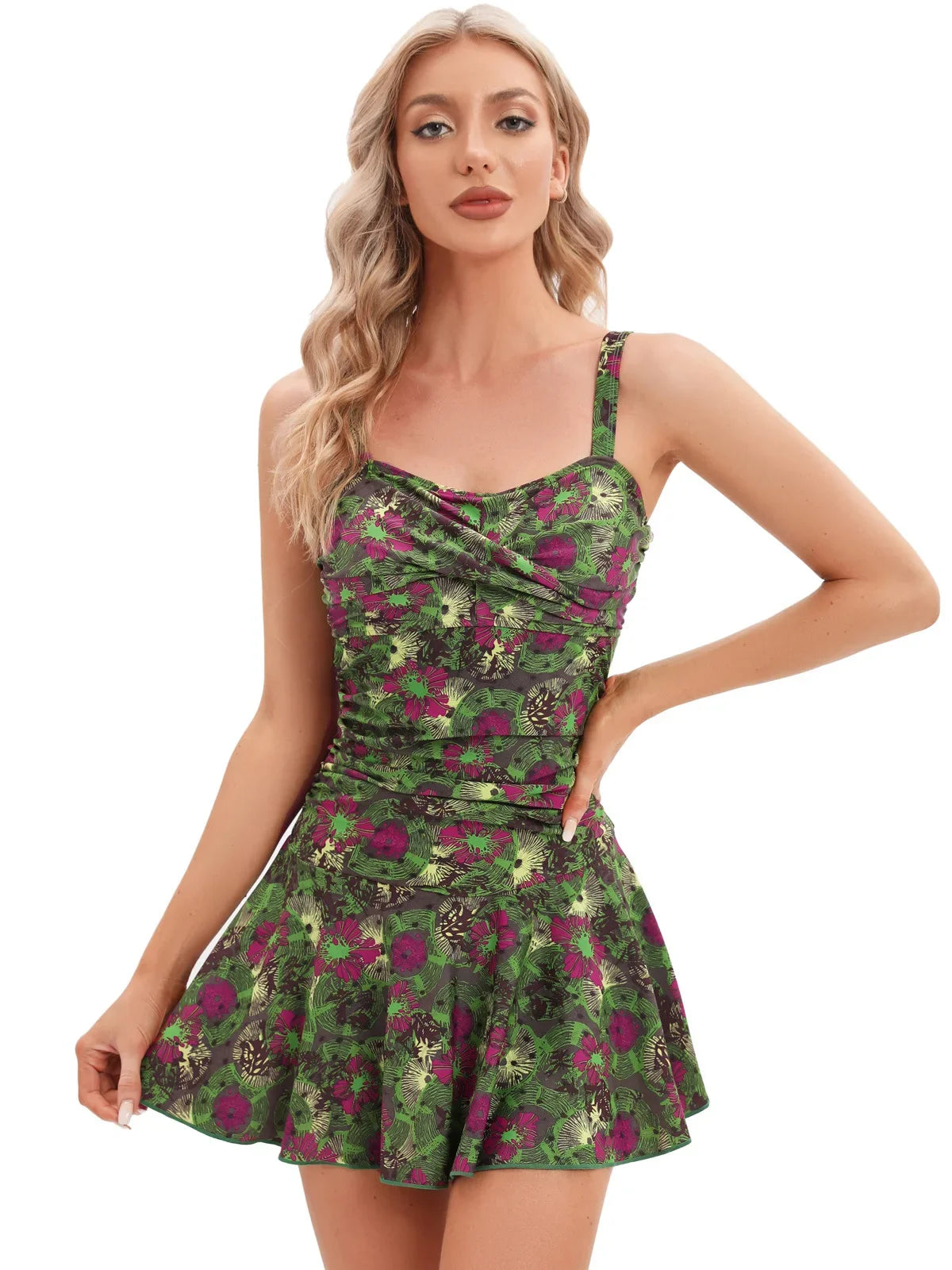 Floral Swim Dress and Boy Shorts Set for Surf | Swimdress