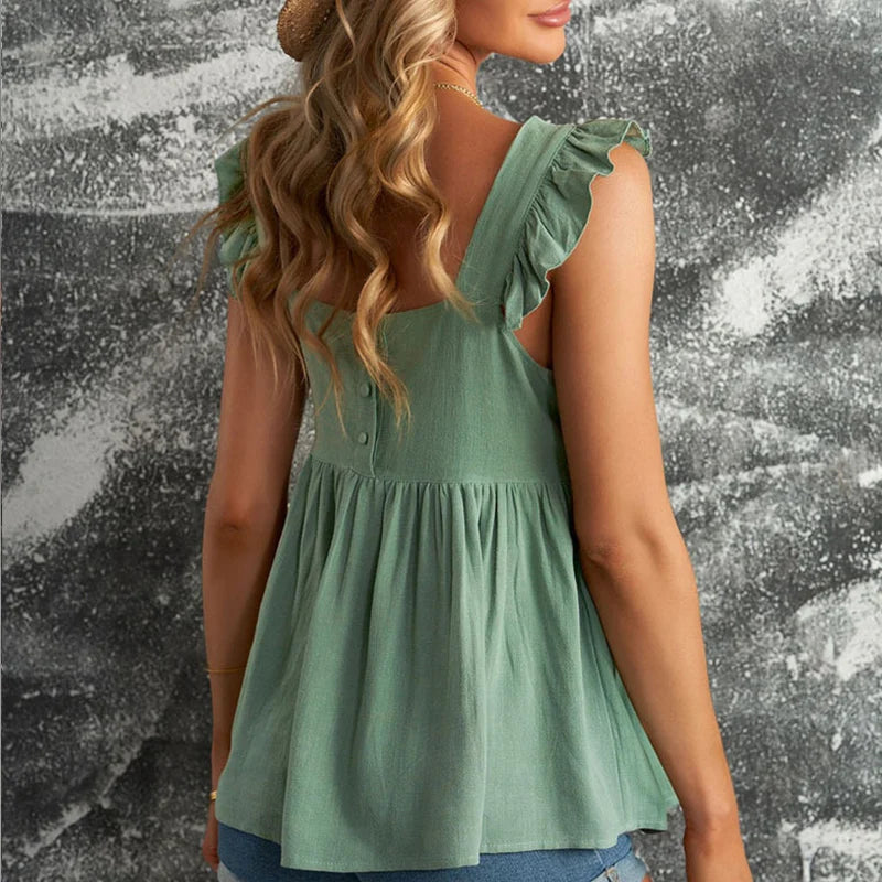 Ruffle Strap Peplum Top for Outdoor Events | Peplum Tops