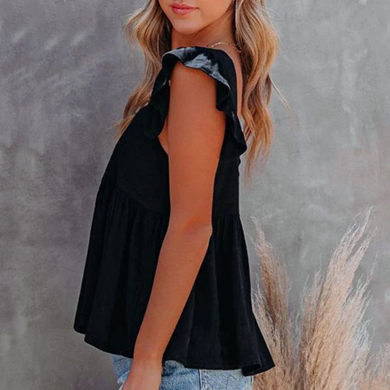 Ruffle Strap Peplum Top for Outdoor Events | Peplum Tops