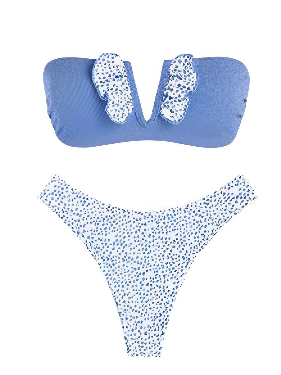 Trendy Leopard Bandeau Swim Set for Summer Vacations | Bikinis