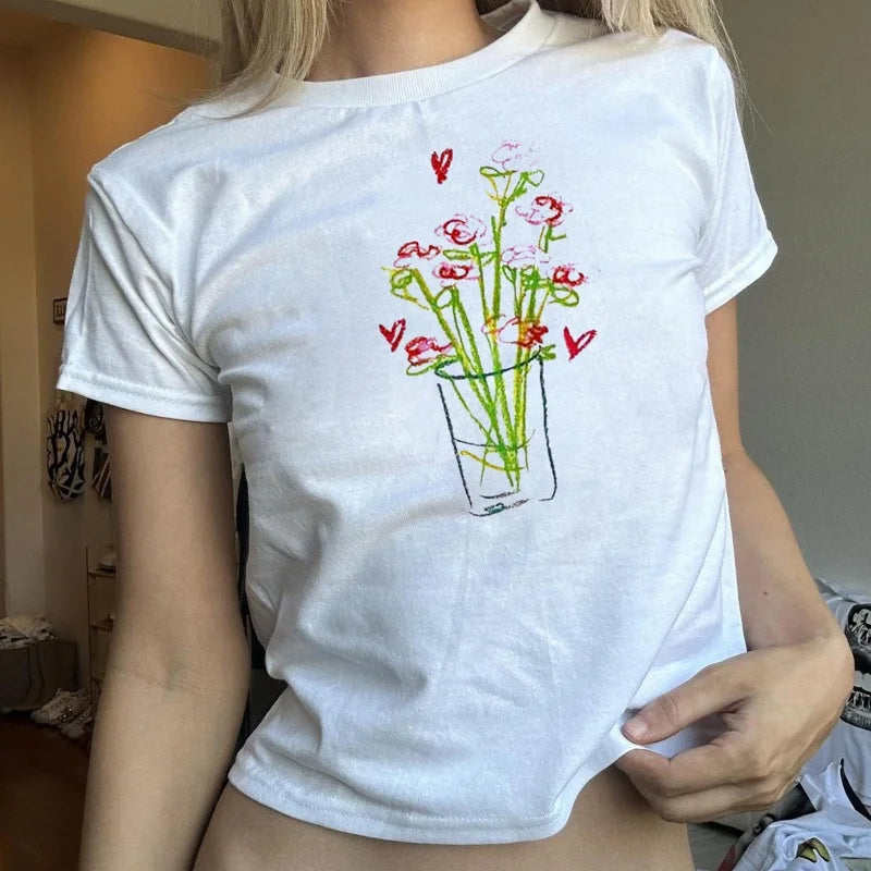 Floral Sketch Tee - Perfect for Casual Days | T-Shirts