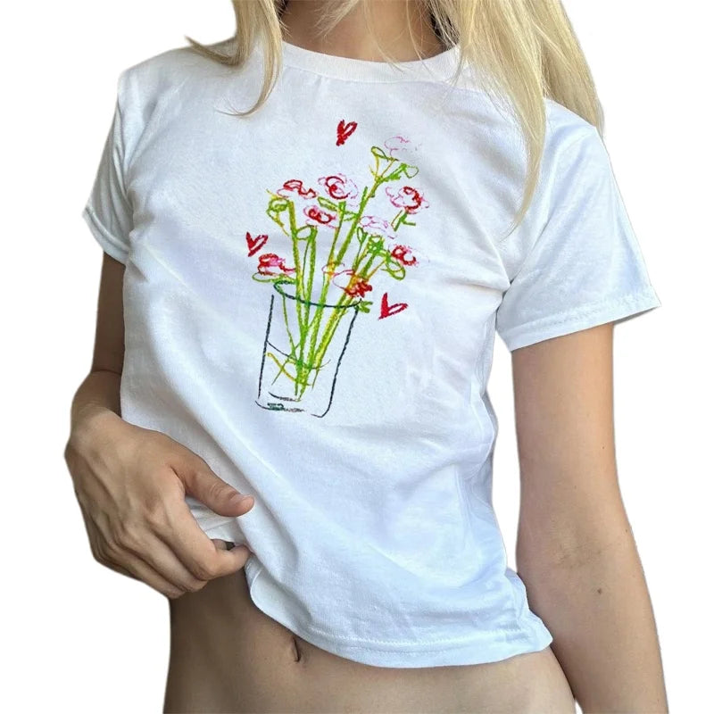 Floral Sketch Tee - Perfect for Casual Days | T-Shirts