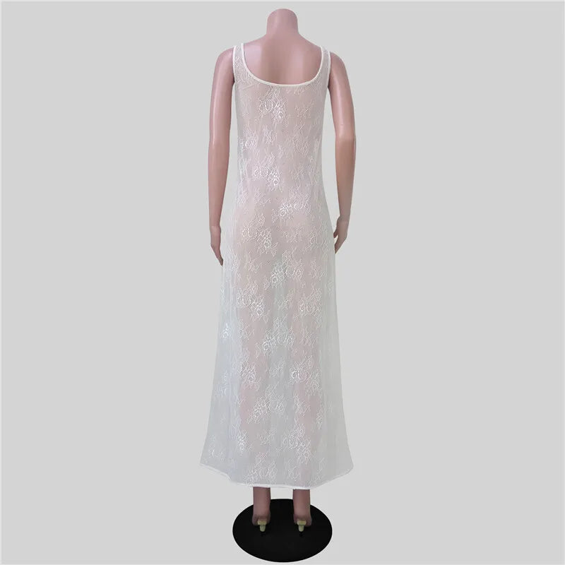 Sleeveless Lace Cover-Up Maxi Dress | Cover up