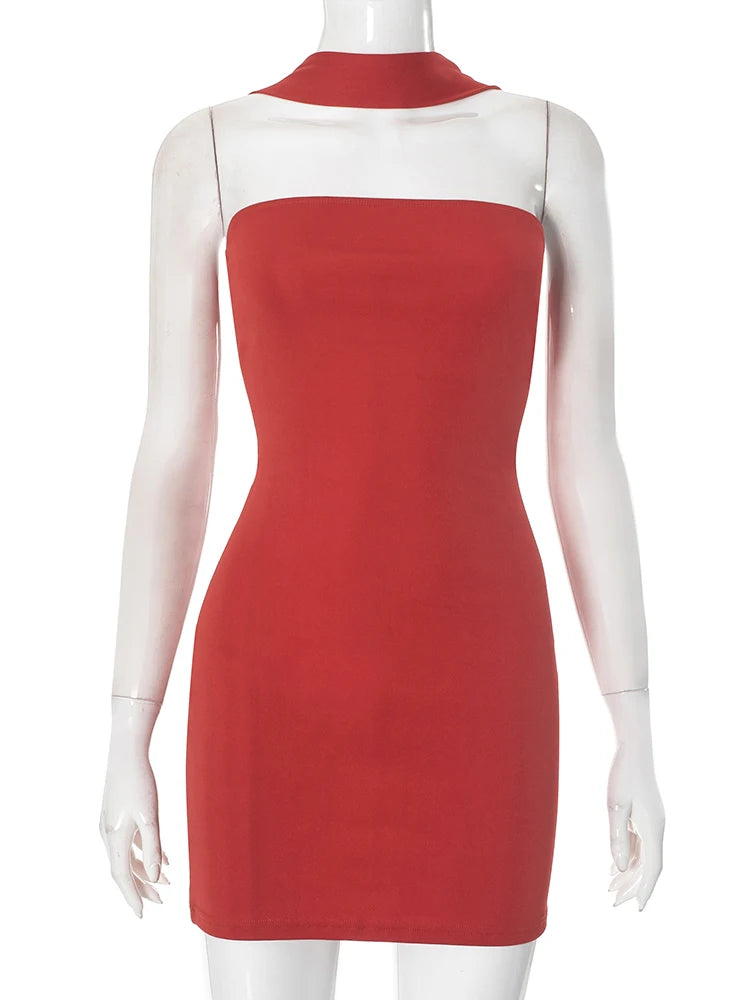 Vibrant Red Bodycon Mini Dress for Special Events | Halter Dresses