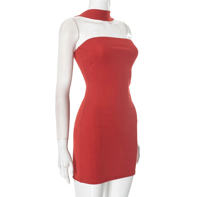 Vibrant Red Bodycon Mini Dress for Special Events | Halter Dresses