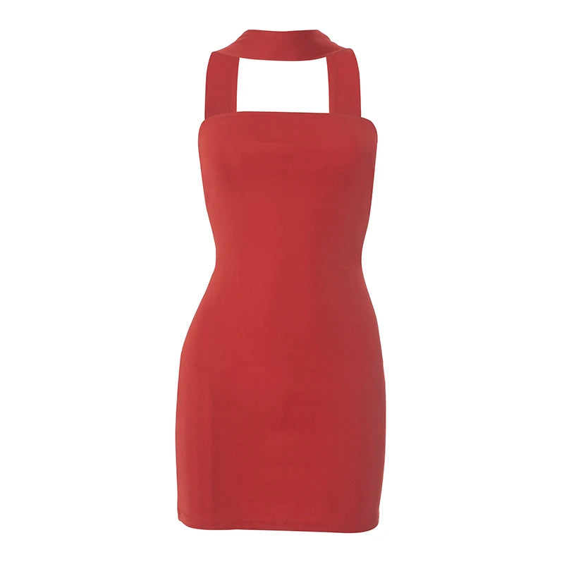 Vibrant Red Bodycon Mini Dress for Special Events | Halter Dresses