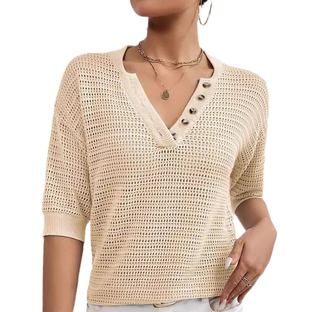 Women’s Textured Henley Top - Daily Wear Essentials