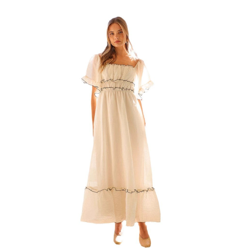 Off-Shoulder Empire Waist Midi Dress