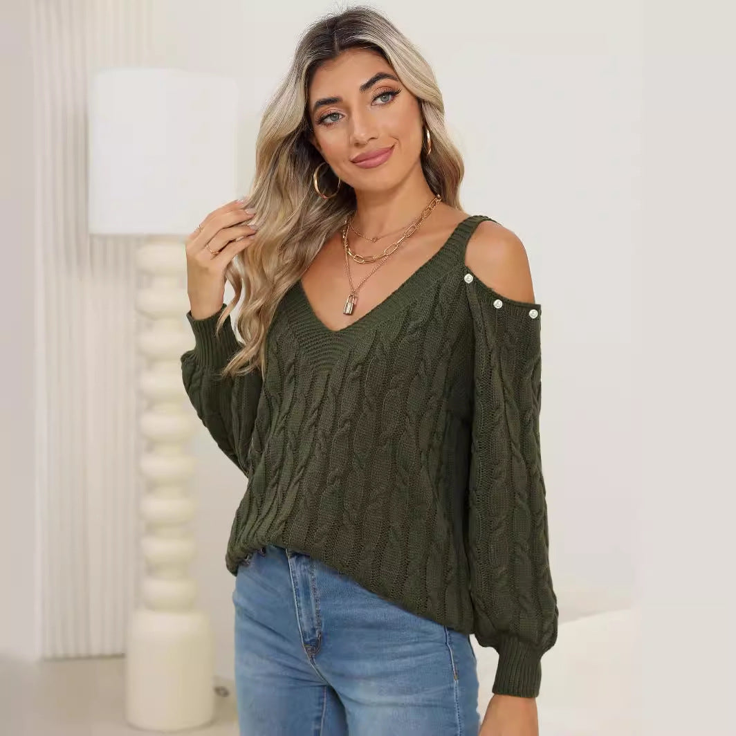 Trendy Cold-Shoulder Knit Sweaters for Women