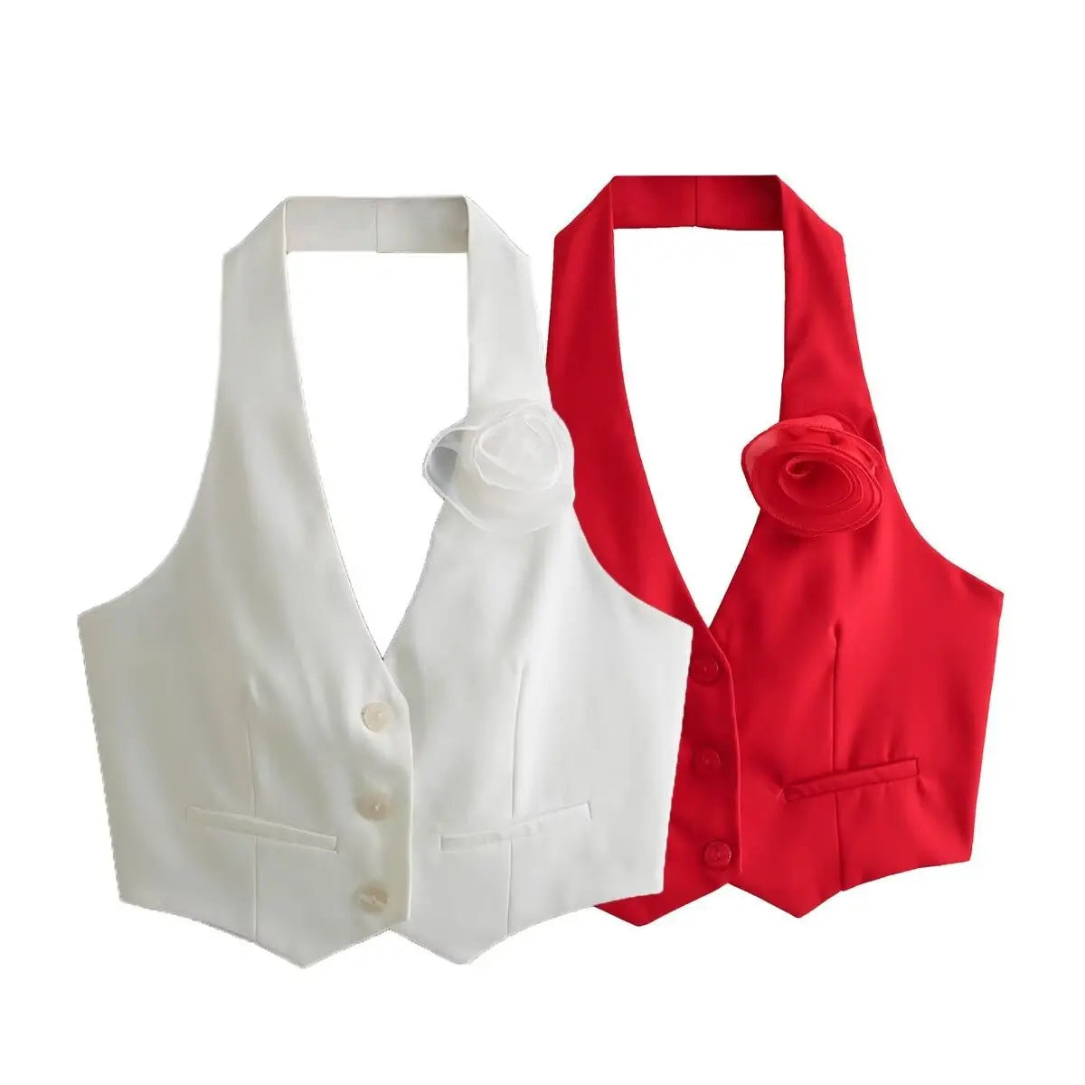 Women’s Halter Vest with Rosette Applique - Business Casual | Vest Tops