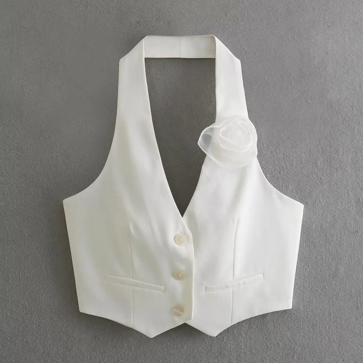 Women’s Halter Vest with Rosette Applique - Business Casual | Vest Tops