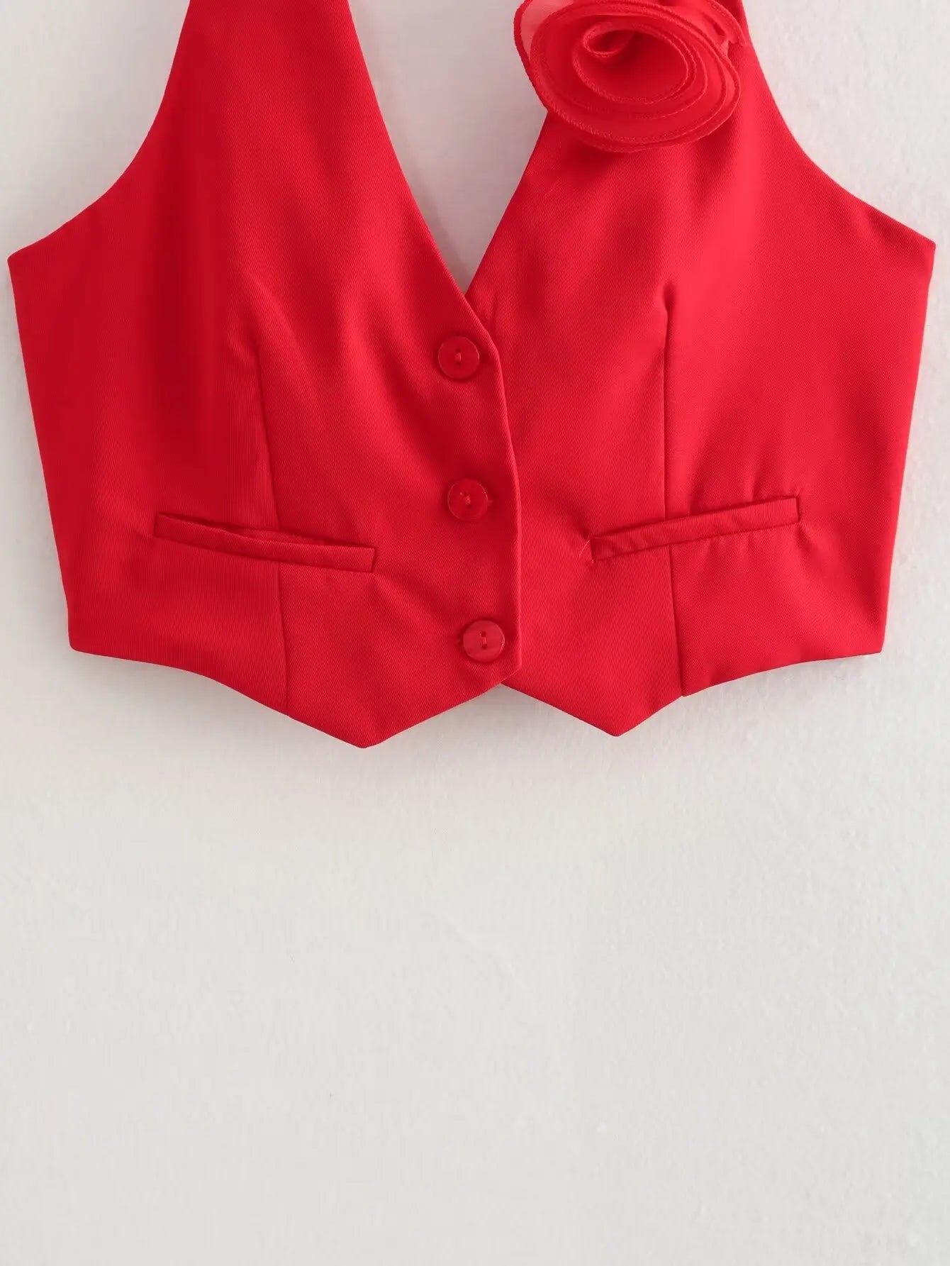 Women’s Halter Vest with Rosette Applique - Business Casual | Vest Tops