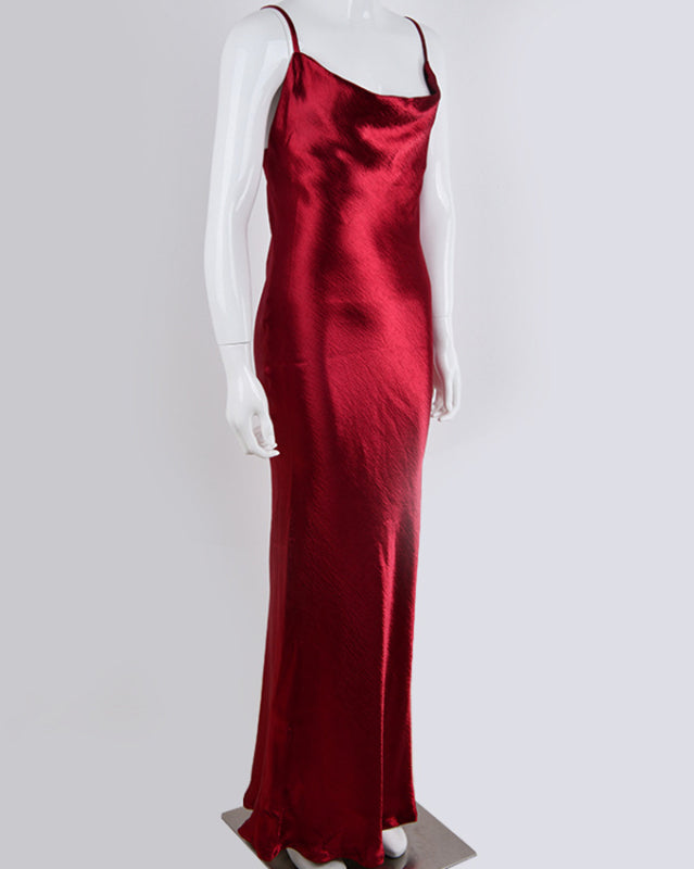 Elegant Satin Midi Dress with Cowl Neck | Satin Dresses