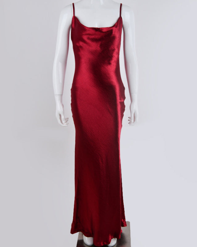 Elegant Satin Midi Dress with Cowl Neck | Satin Dresses