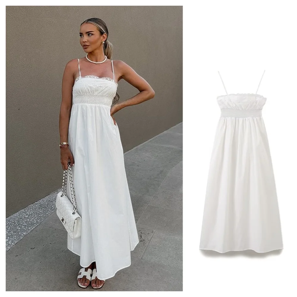 White Empire Waist Casual Dress - Perfect for Summer