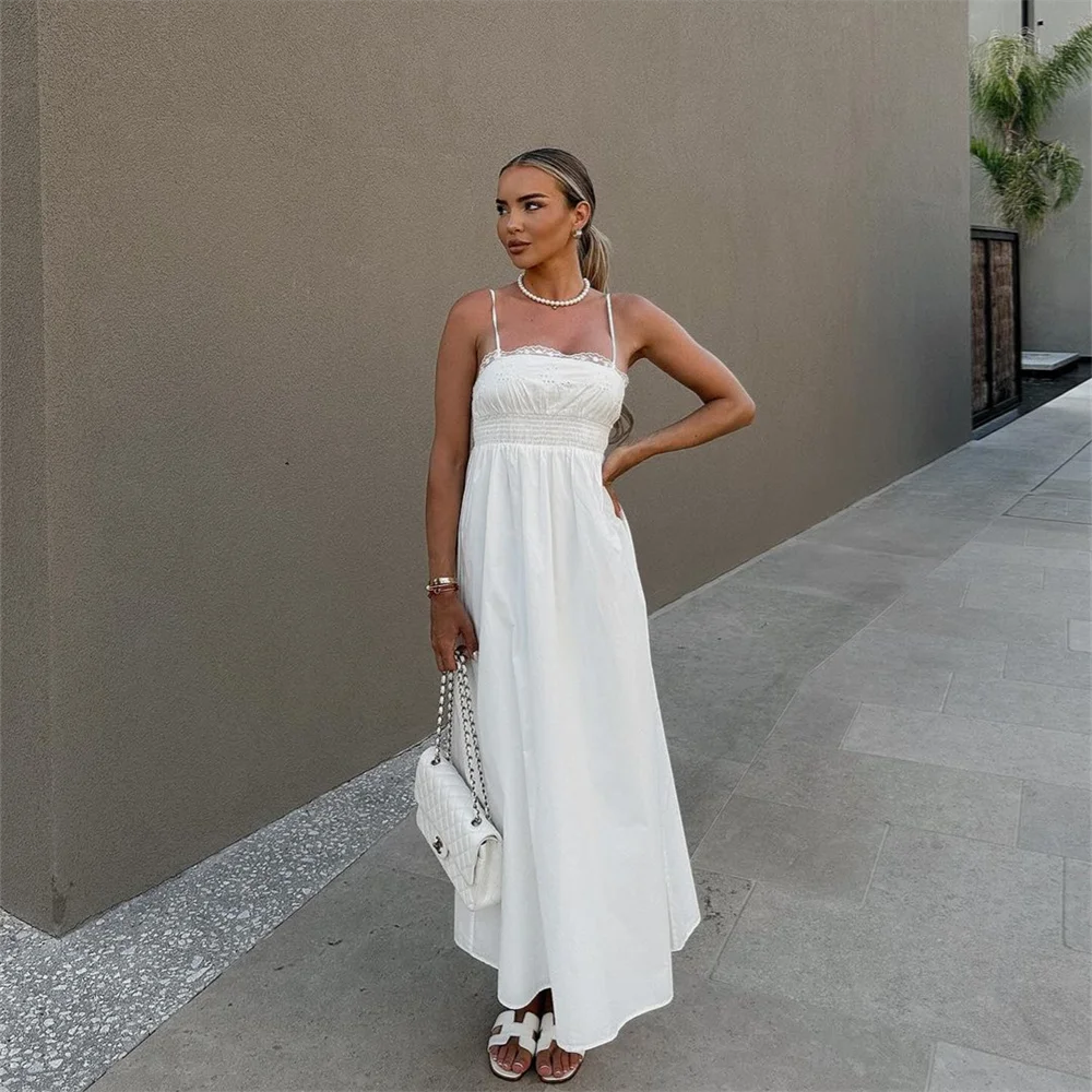 White Empire Waist Casual Dress - Perfect for Summer | Vacation Dresses