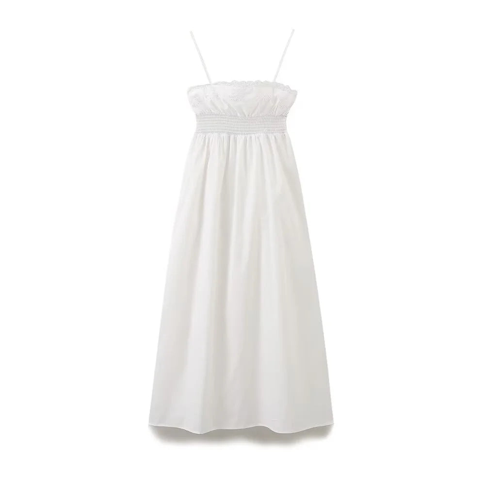 White Empire Waist Casual Dress - Perfect for Summer | Vacation Dresses