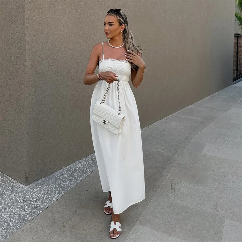 White Empire Waist Casual Dress - Perfect for Summer | Vacation Dresses