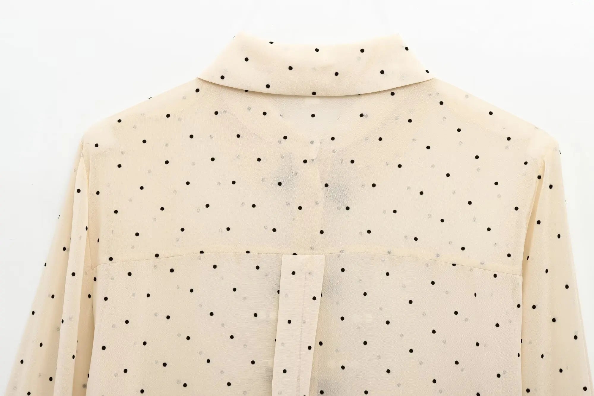 Casual Polka Dot Blouse - Contrast Bow Detail | Blouses