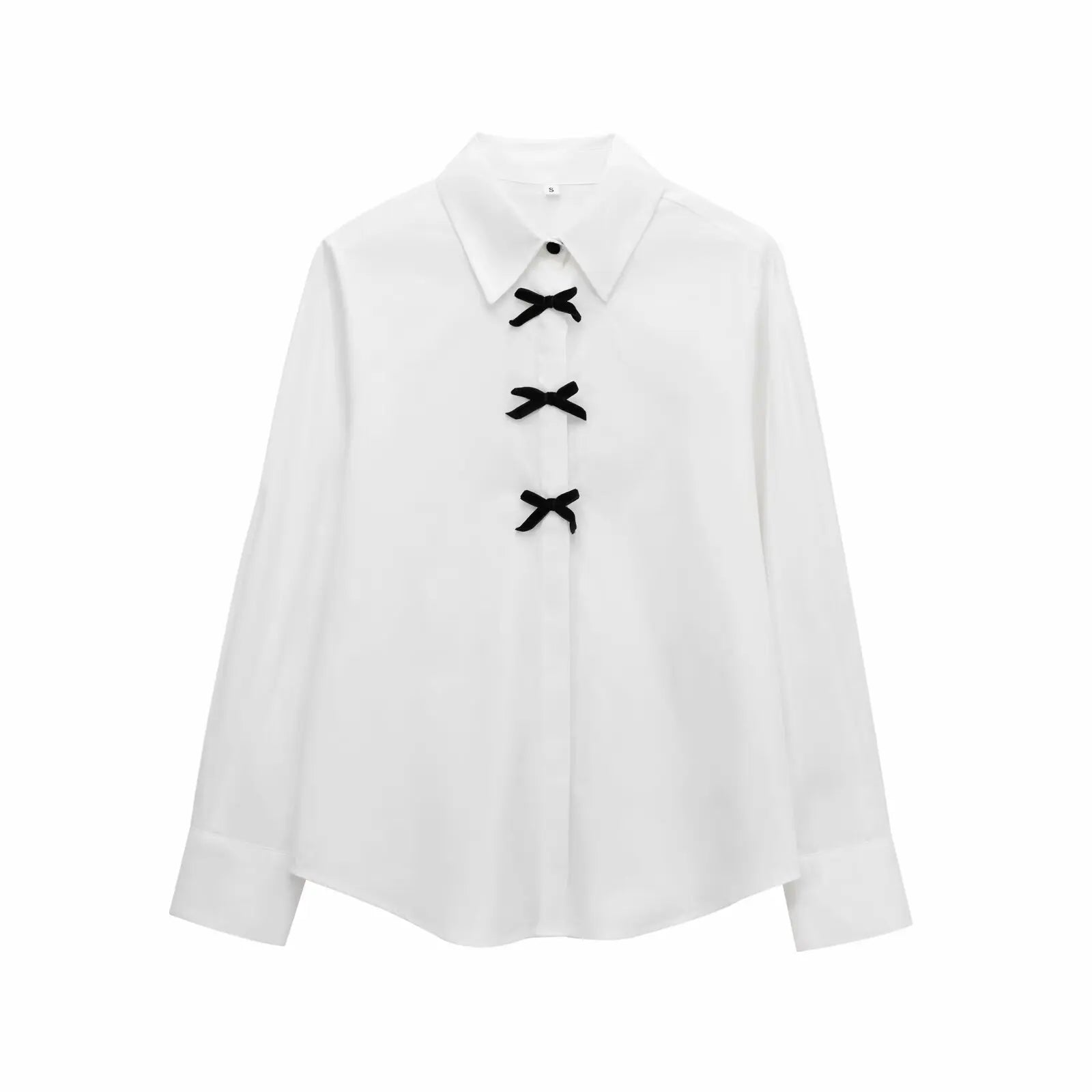 Casual Polka Dot Blouse - Contrast Bow Detail | Blouses