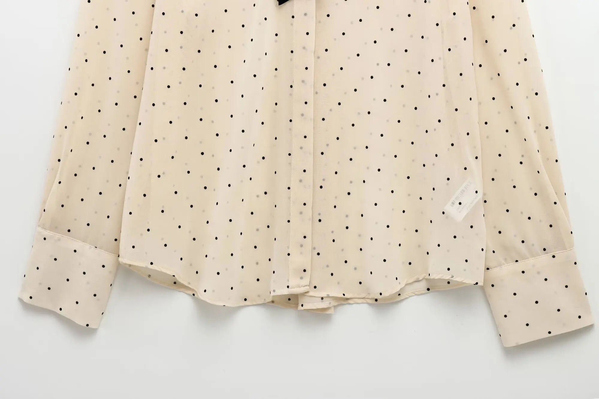 Casual Polka Dot Blouse - Contrast Bow Detail | Blouses