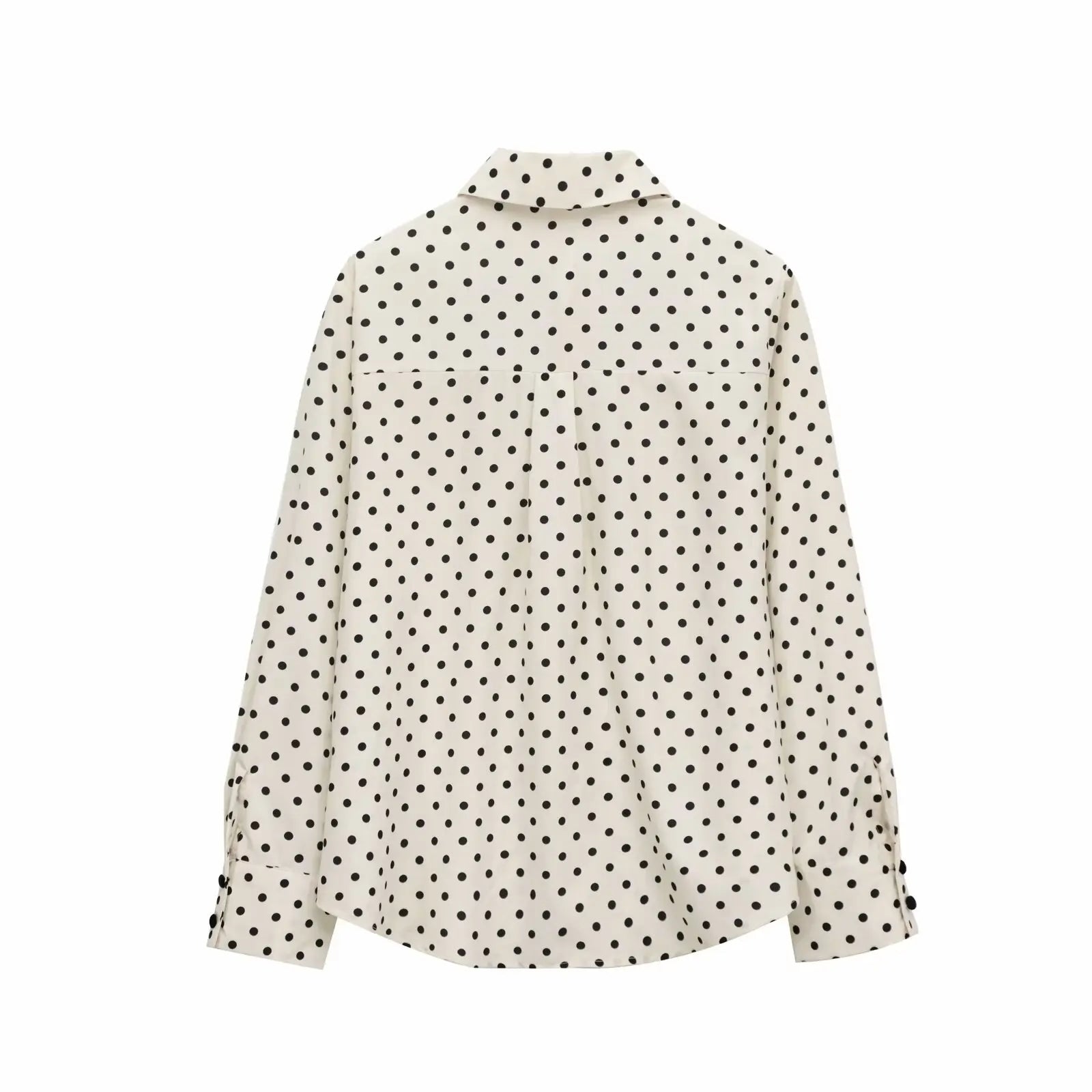 Casual Polka Dot Blouse - Contrast Bow Detail | Blouses