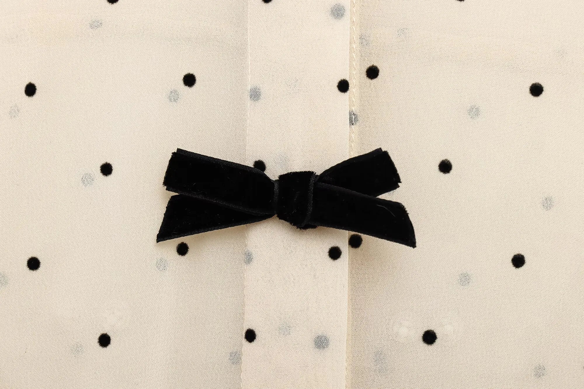 Casual Polka Dot Blouse - Contrast Bow Detail | Blouses