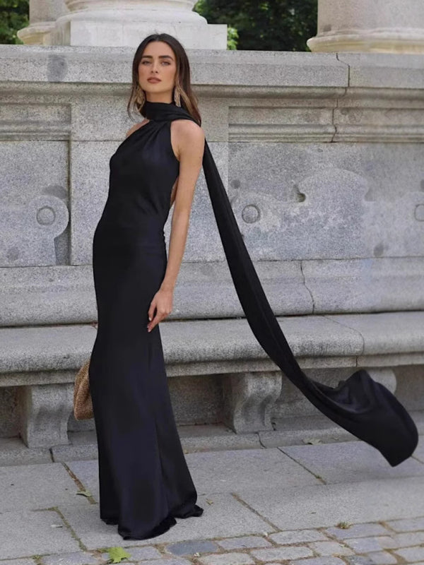 ne-Shoulder Draped Gown for Gala & Wedding Guests