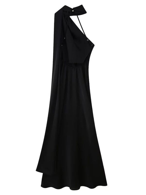 ne-Shoulder Draped Gown for Gala & Wedding Guests | Elegant Dresses