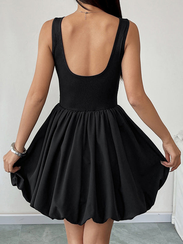 Black Dress with Boat Neck & Open Back | Casual Dresses