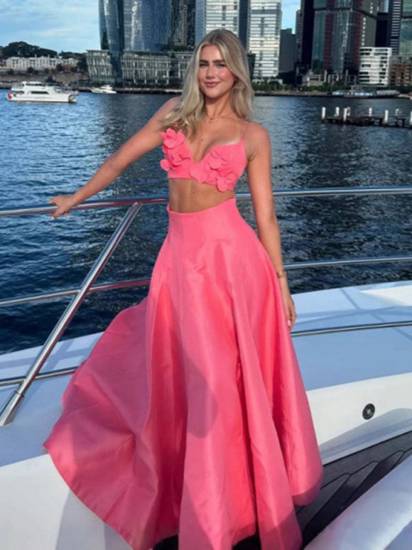 Pink Vacation Ready Crop Top and Skirt Set